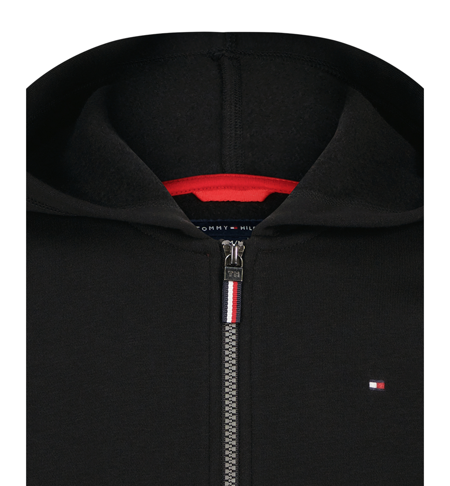 Tommy Hilfiger Boys' 8-20 Signature Full Zip Kangaroo-Pocket Cotton-Polyester Blend Zip Hoodie - Black