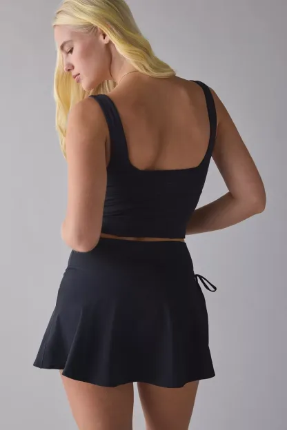 Out From Under Studio Woven Wrap Mini Skort - Black