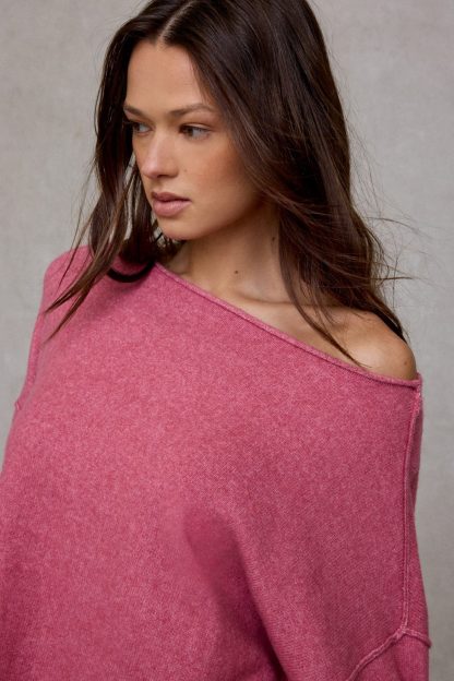 Out From Under So Soft Oversized Off-The-Shoulder Sweater - Rose