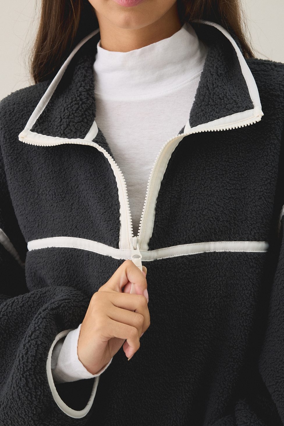 Out From Under Pretty Plush Fleece Quarter Zip Pullover - Charcoal