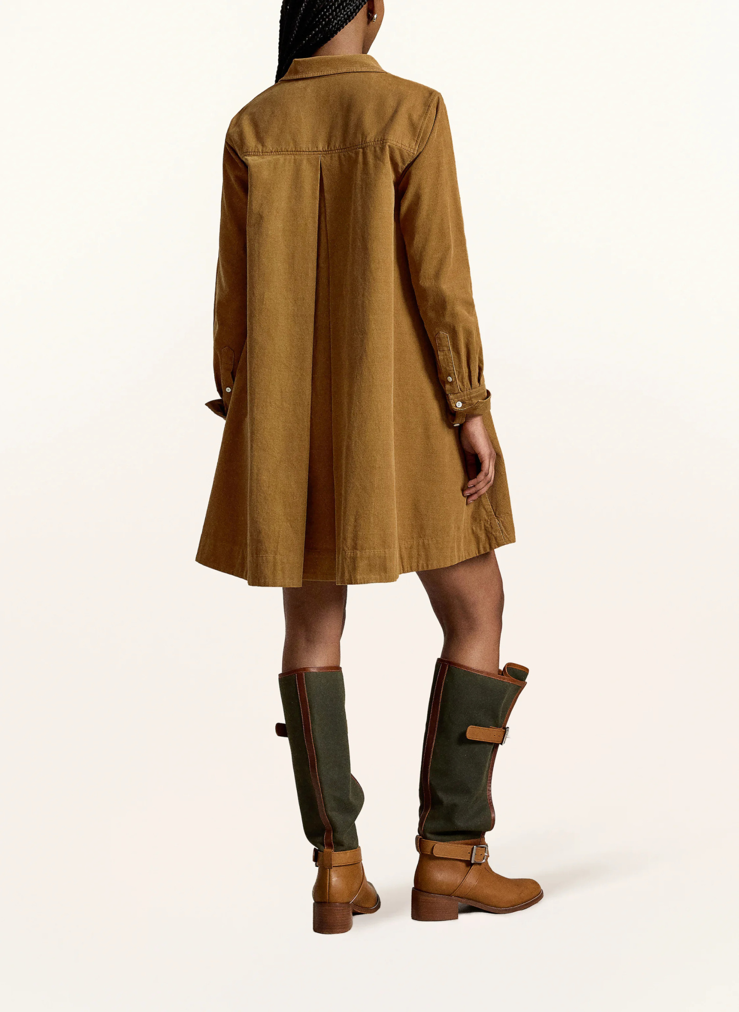 POLO RALPH LAUREN Hemdblusenkleid aus Cord – COGNAC