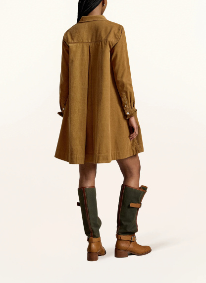 POLO RALPH LAUREN Hemdblusenkleid aus Cord – COGNAC
