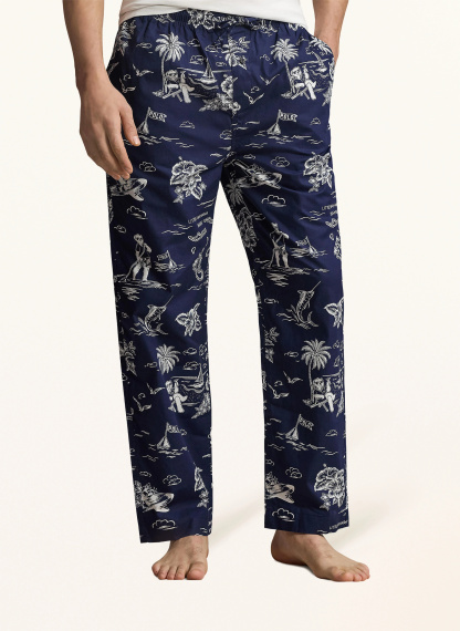 POLO RALPH LAUREN Schlafhose – DUNKELBLAU / WEISS