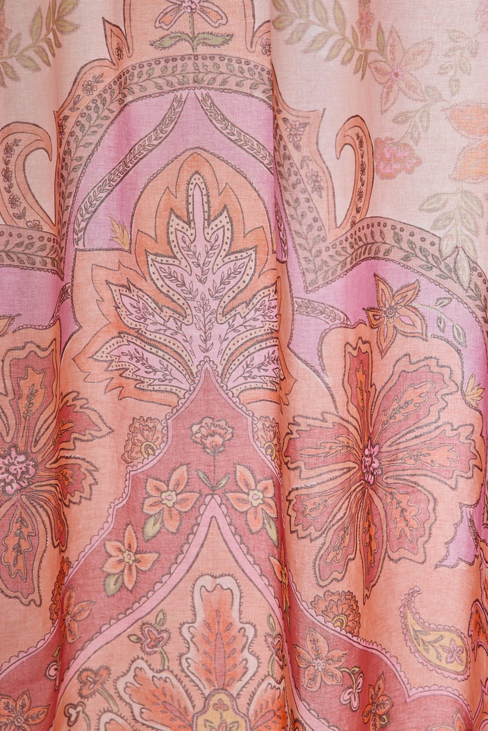 Saffron Floral Patterned Shower Curtain - Red Multi