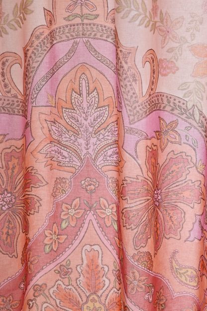 Saffron Floral Patterned Shower Curtain - Red Multi