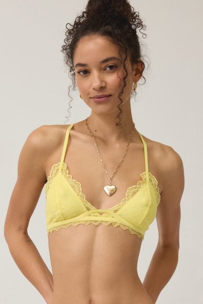 Out From Under Butterfly Effect Lace Triangle Bralette - Yellow
