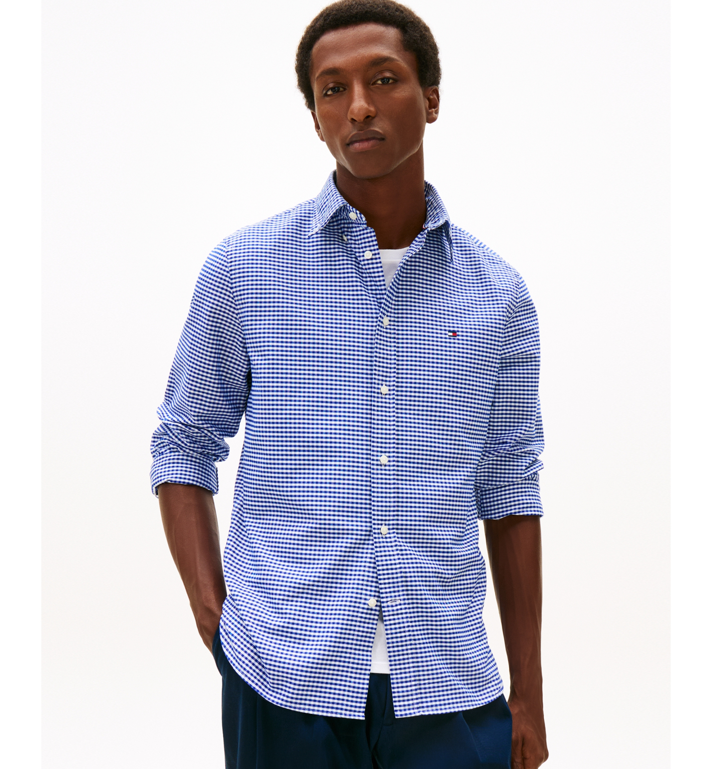 Tommy Hilfiger Men's Heritage Oxford Long-Sleeve Gingham Shirt - Small Royal Blue/Check