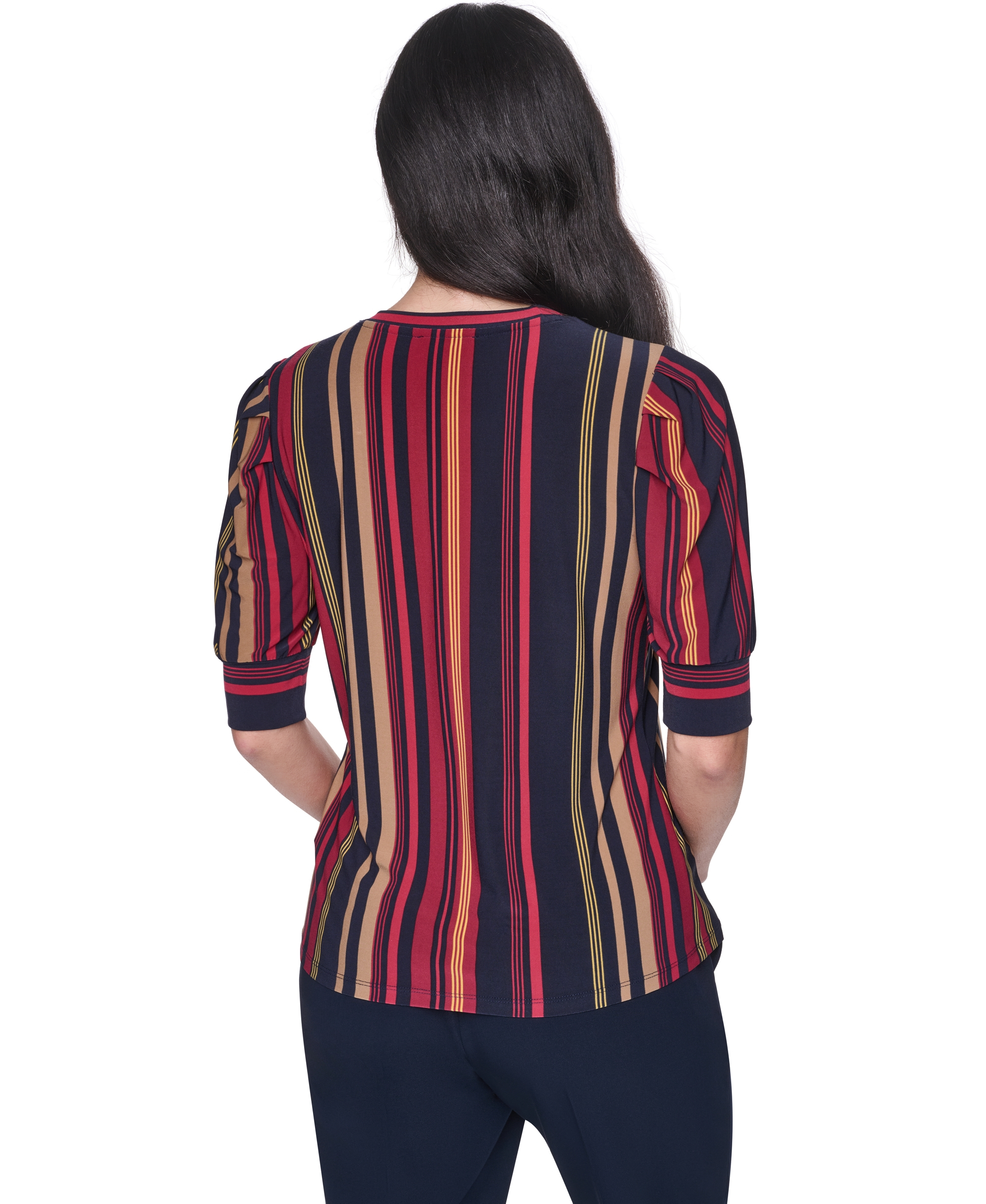 Tommy Hilfiger Women's Short-Sleeve Striped Top - Midnight Multi