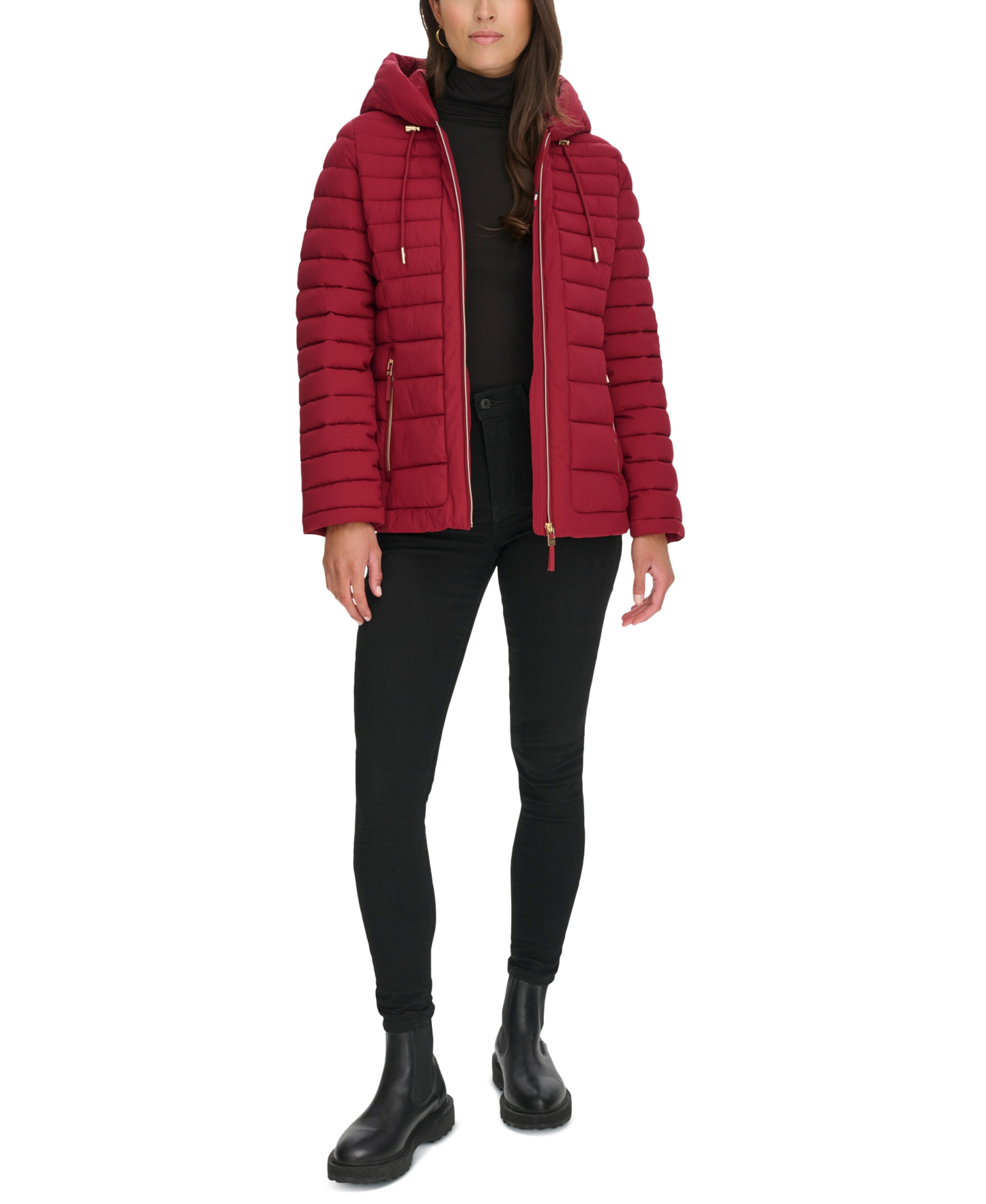 Tommy Hilfiger Women's Hooded Packable Puffer Coat - Rouge