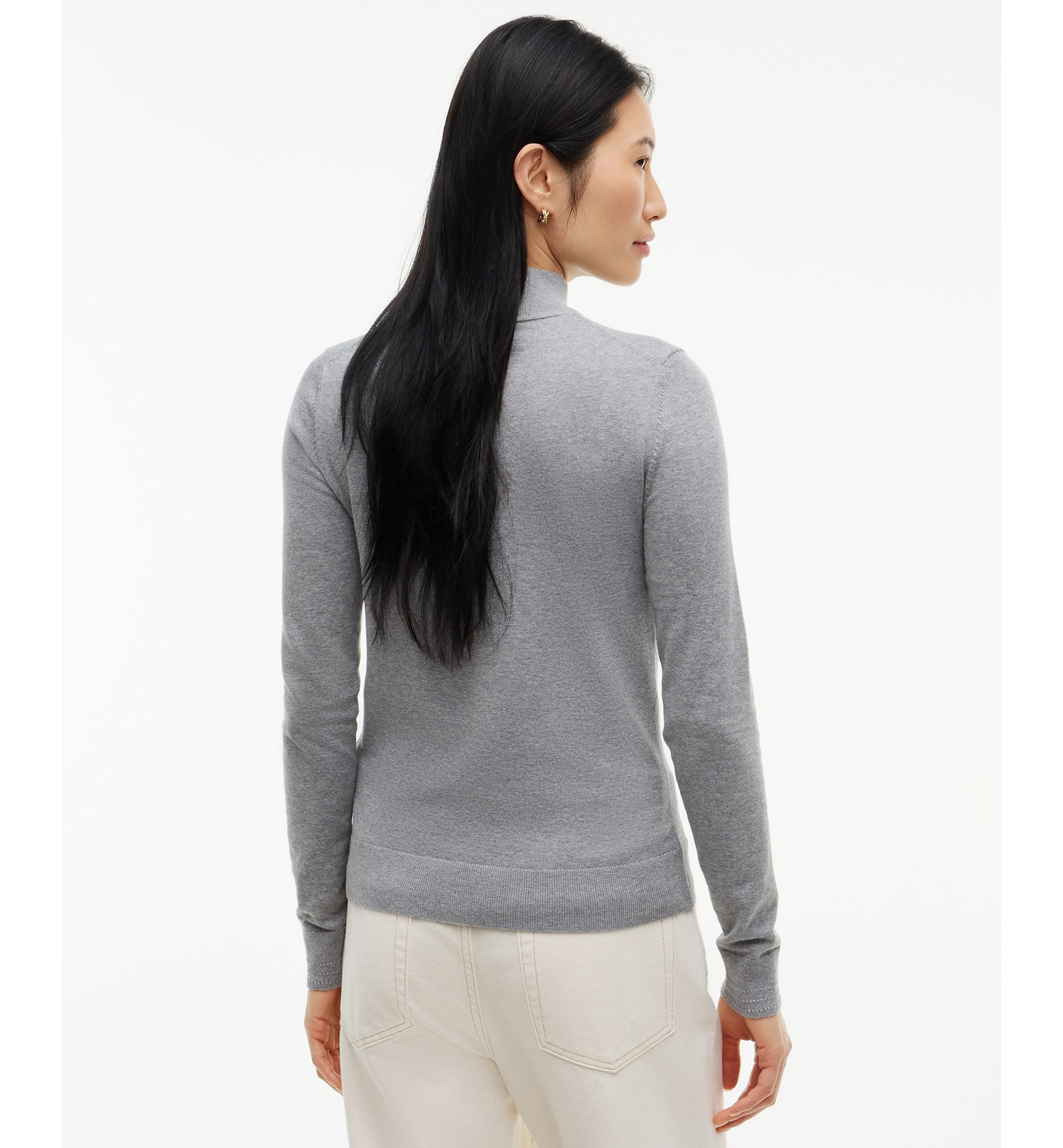 Tommy Hilfiger Women's Mock Neck Long-Sleeve Slim-Fit Sweater - Medium Grey Heather