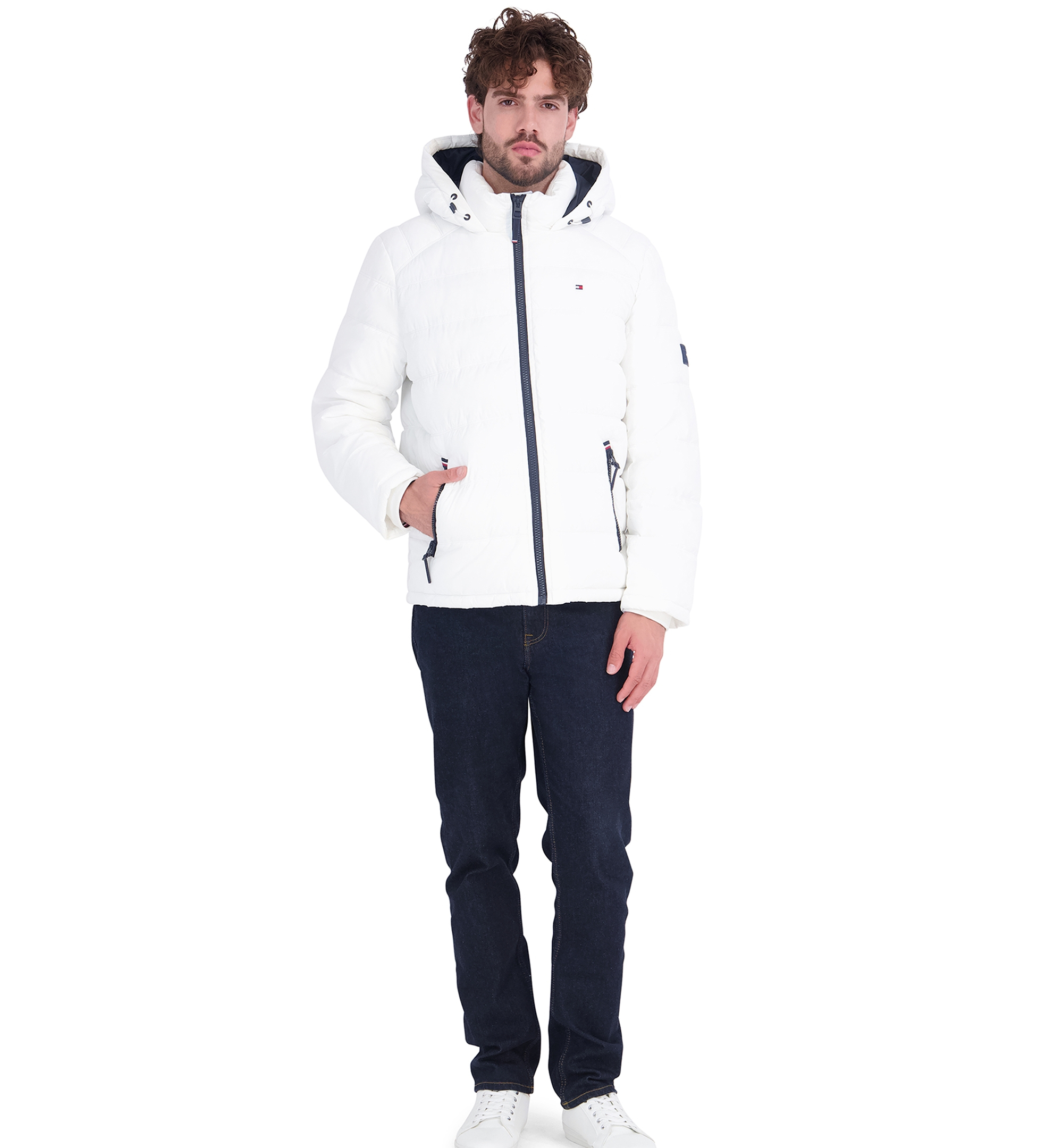 Tommy Hilfiger Men's Hooded Puffer Jacket - White