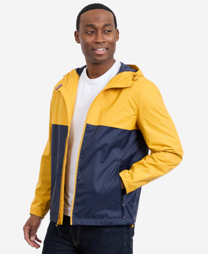 Tommy Hilfiger Men's Hooded Windbreaker Jacket - Yellow/Navy