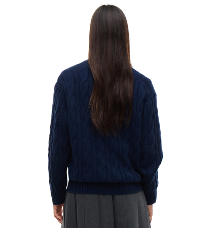 Tommy Hilfiger Women's American Icons Cable-Knit V-Neck Cardigan, Macy's Exclusive - Dark Blue