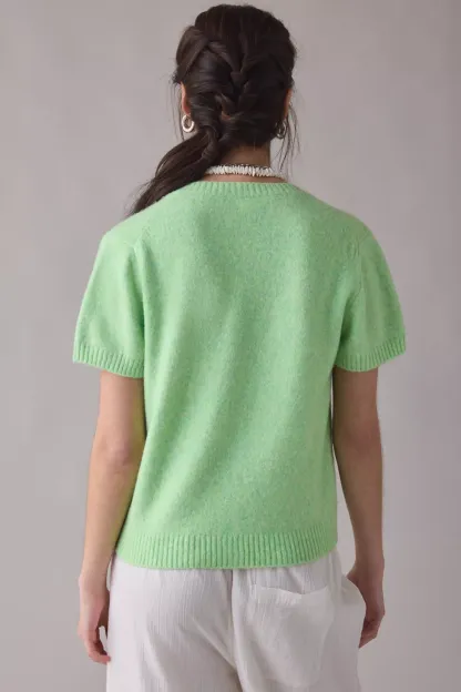 Kimchi Blue Rachel Short Sleeve Cardigan - Pistachio Green