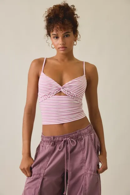 Out From Under Bec Twist-Front Cropped Cami - Light arctic pink