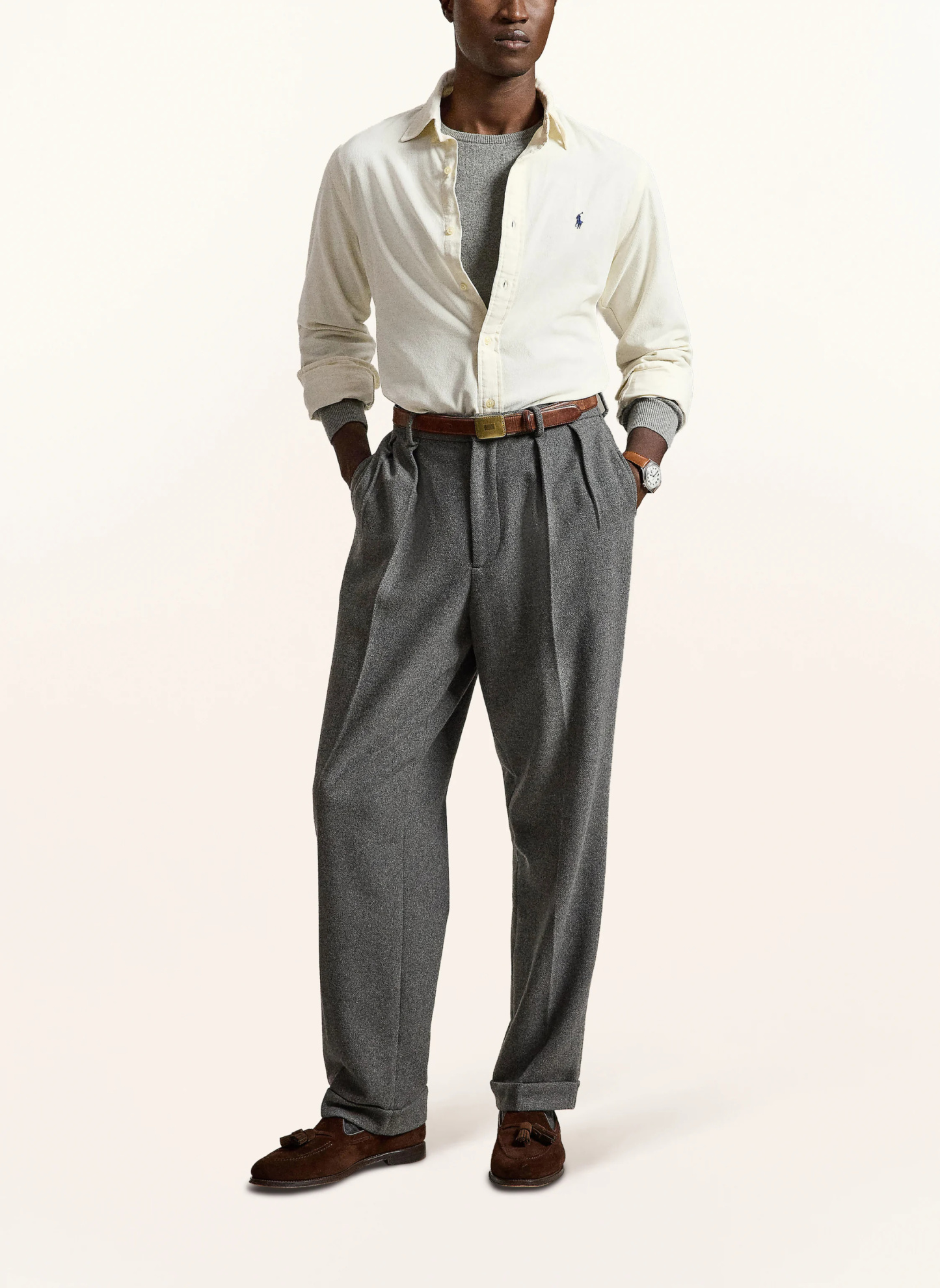 POLO RALPH LAUREN Cordhemd Custom Fit – CREME