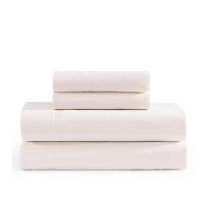 Tommy Hilfiger Solid 200-Thread Count Cotton Percale Sheet Set - Ivory