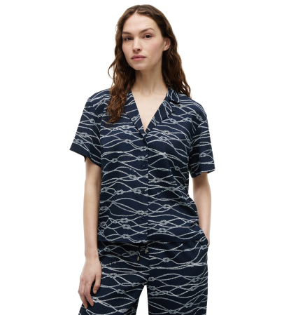 Tommy Hilfiger Women's Short-Sleeve Shirt - Handdrawn Rope Dark Night Navy