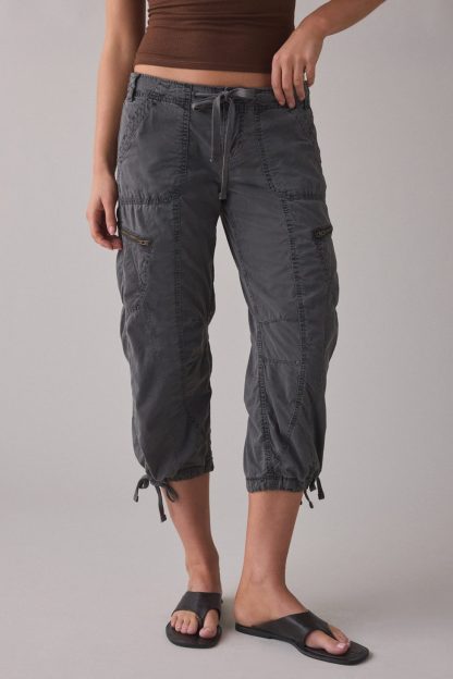 BDG Sidekick Crop Cotton Utility Pants - Black