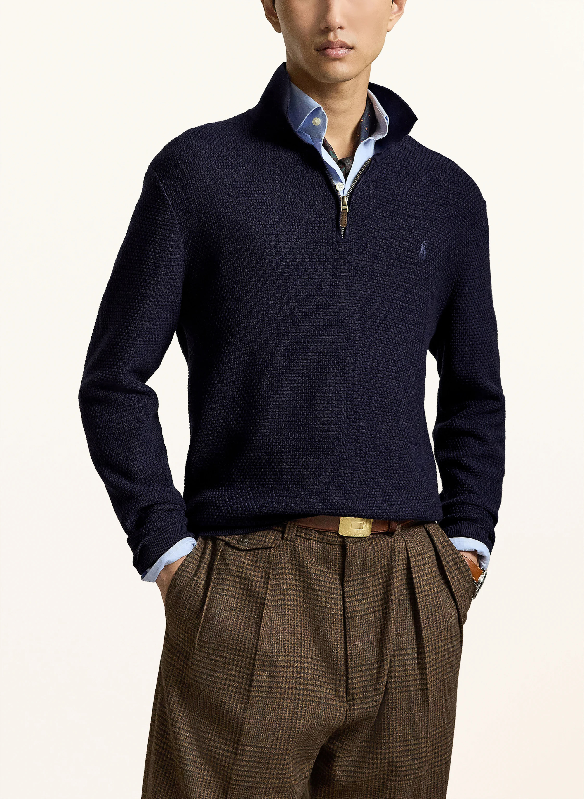 POLO RALPH LAUREN Strick-Poloshirt – DUNKELBLAU