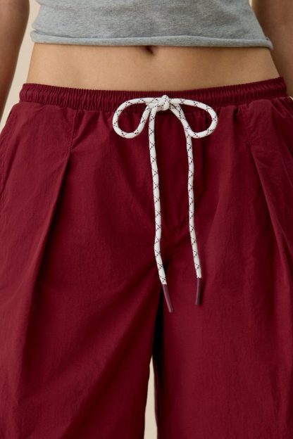 BDG Finish Line Low-Rise Baggy Track Pants - Red