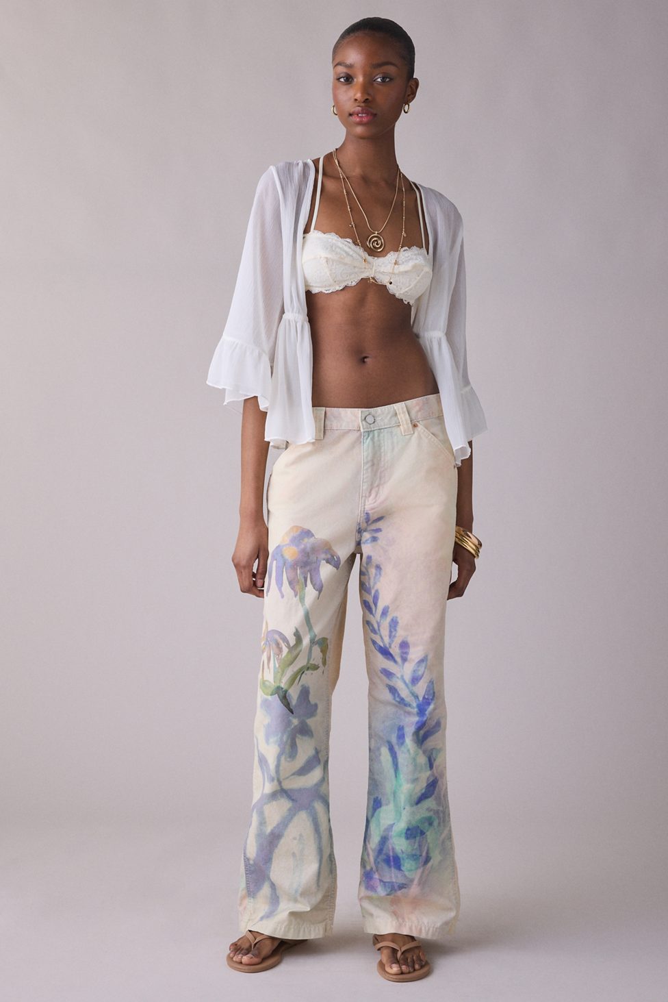 BDG Jaya Printed Baggy Pants - Painted Floral