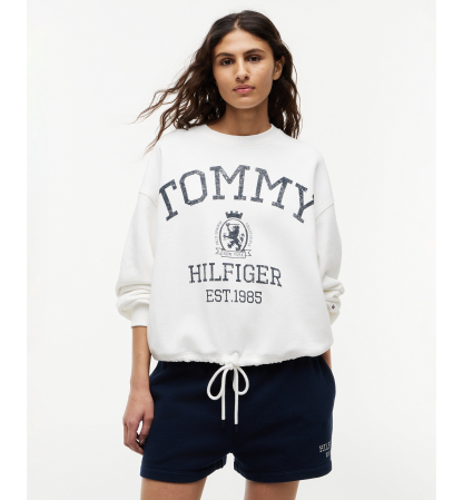 Tommy Hilfiger Women's Cotton-Blend Round Neck Sweatshirt - Ecru