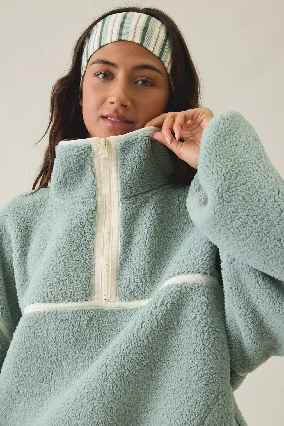 Out From Under Pretty Plush Fleece Quarter Zip Pullover - Green