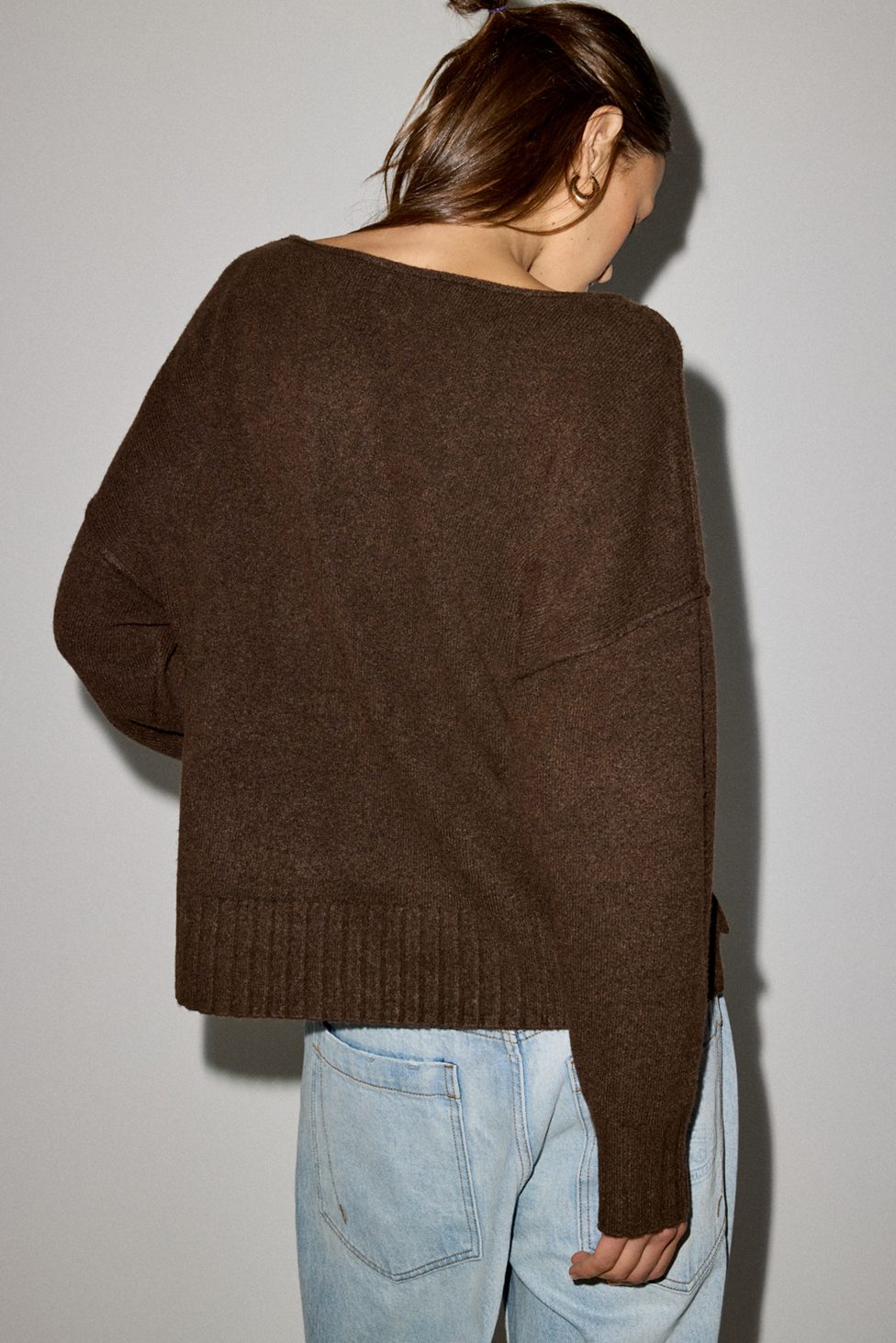 Out From Under So Soft Oversized Off-The-Shoulder Sweater - Chocolate