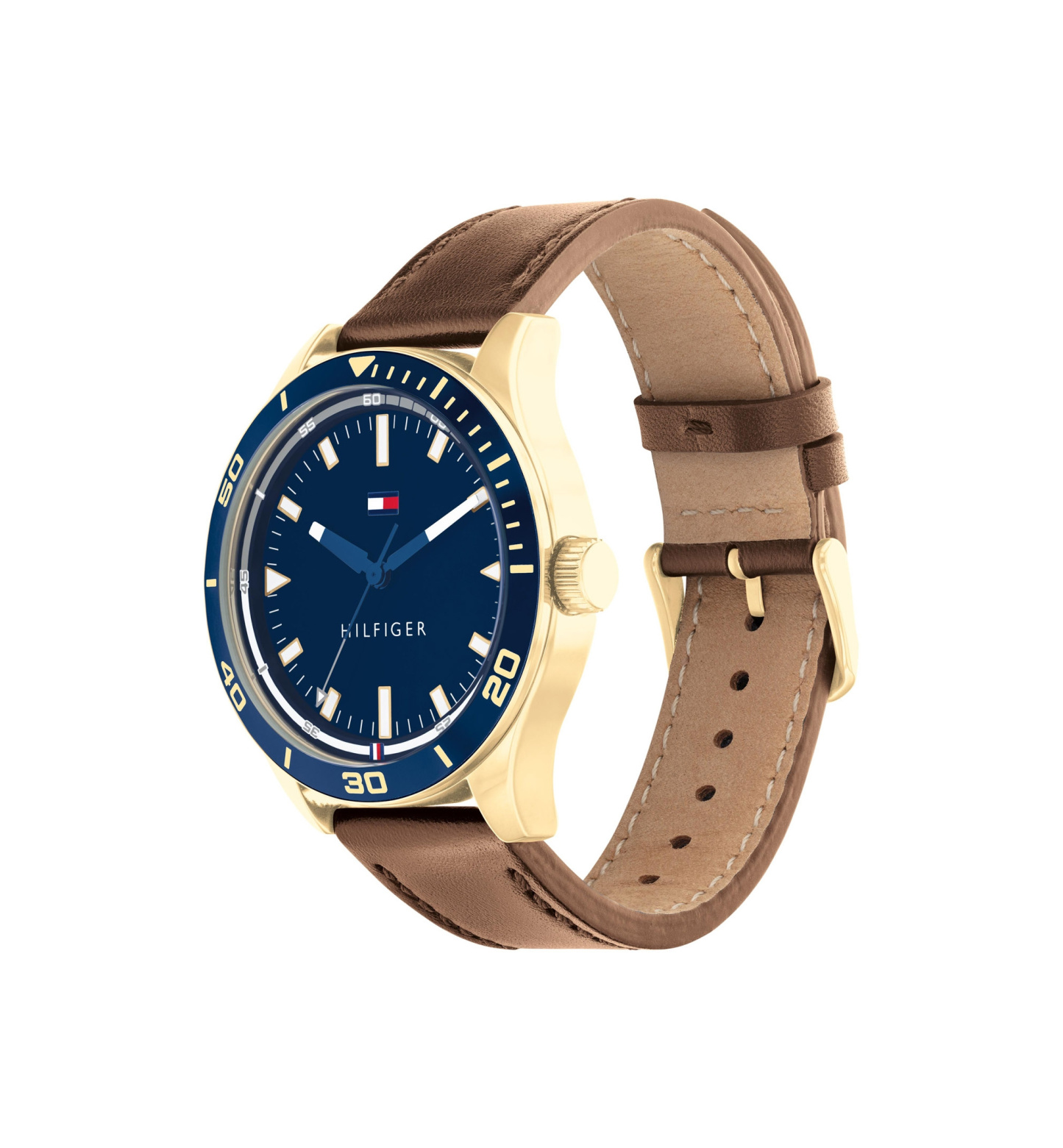 Tommy Hilfiger Men's Quartz Brown Leather Strap Watch 44mm - Brown
