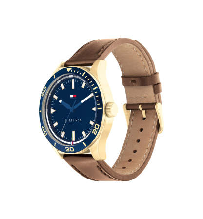Tommy Hilfiger Men's Quartz Brown Leather Strap Watch 44mm - Brown