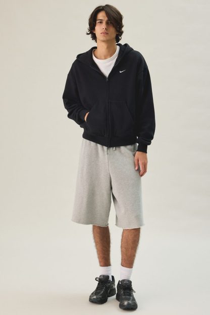 Nike Solo Fleece Full-Zip Hoodie Sweatshirt - Total Black/Sail
