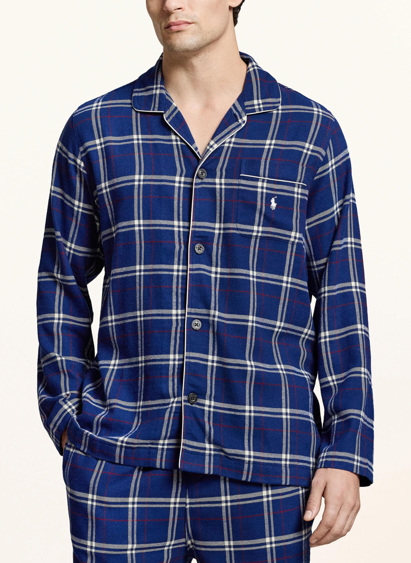 POLO RALPH LAUREN Flanell-Schlafanzug – DUNKELBLAU / DUNKELROT / WEISS