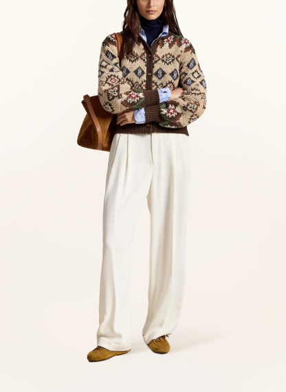 POLO RALPH LAUREN Strickjacke – DUNKELBRAUN / BEIGE / DUNKELROT