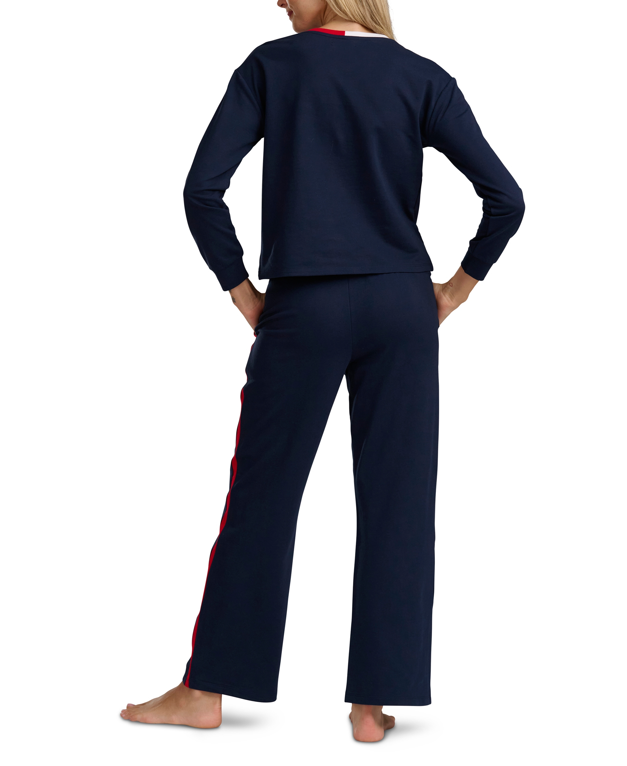 Tommy Hilfiger Women's Long-Sleeve Wide-Leg Pullover and Long Pants, 2-Piece Set - Sky Captain