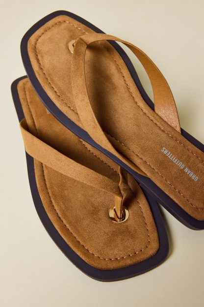 UO Sabrina Suede Thong Sandals - Tan