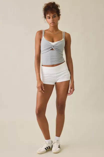 Out From Under Bec Twist-Front Cropped Cami - Grey