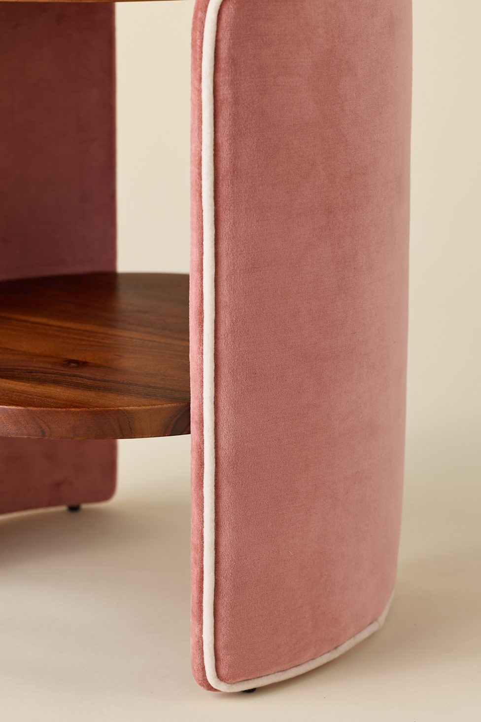 Jane Round Upholstered Storage Nightstand - Pink Velvet