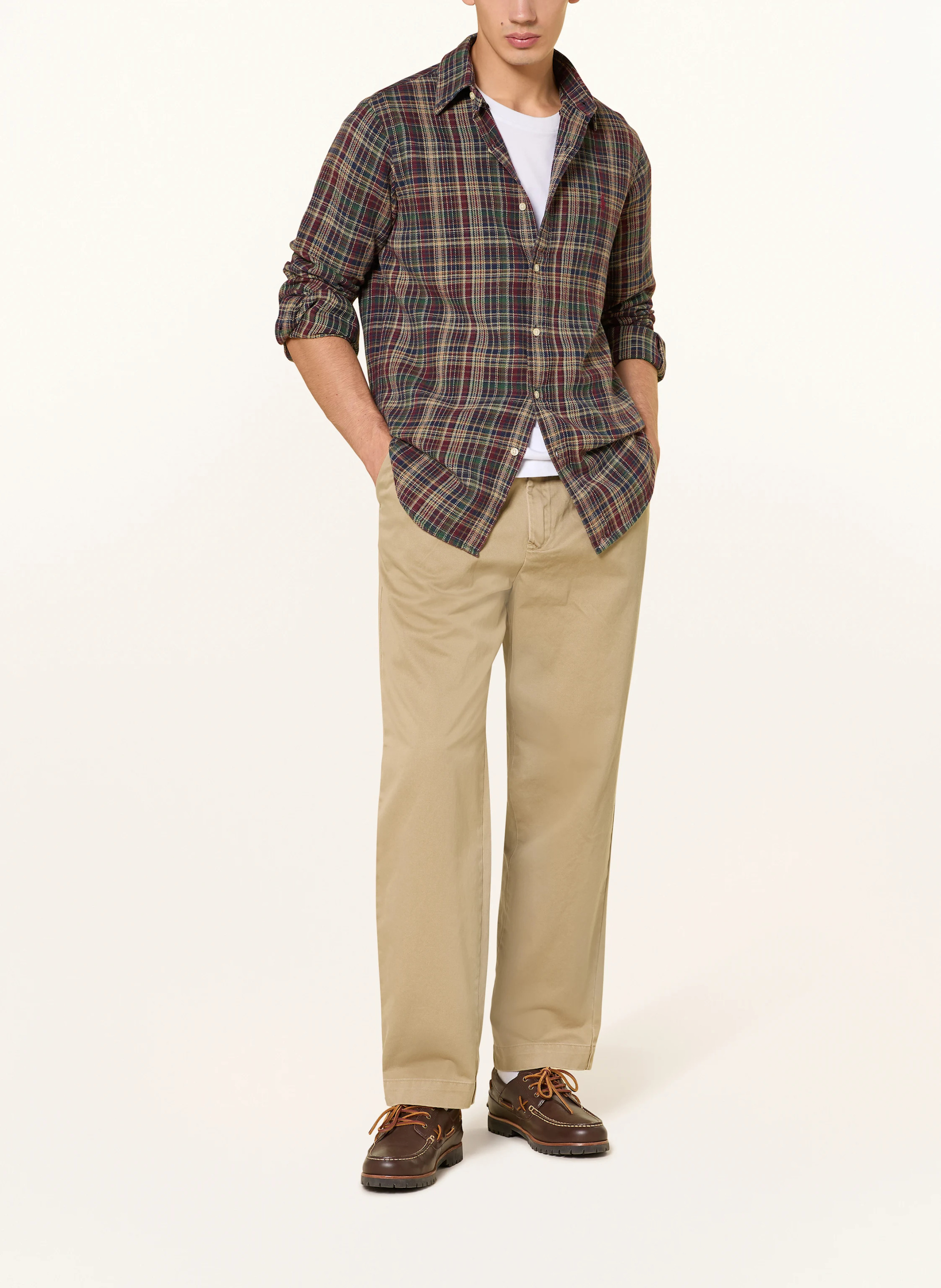 POLO RALPH LAUREN Flanellhemd Custom Fit – KHAKI / DUNKELROT / DUNKELBLAU