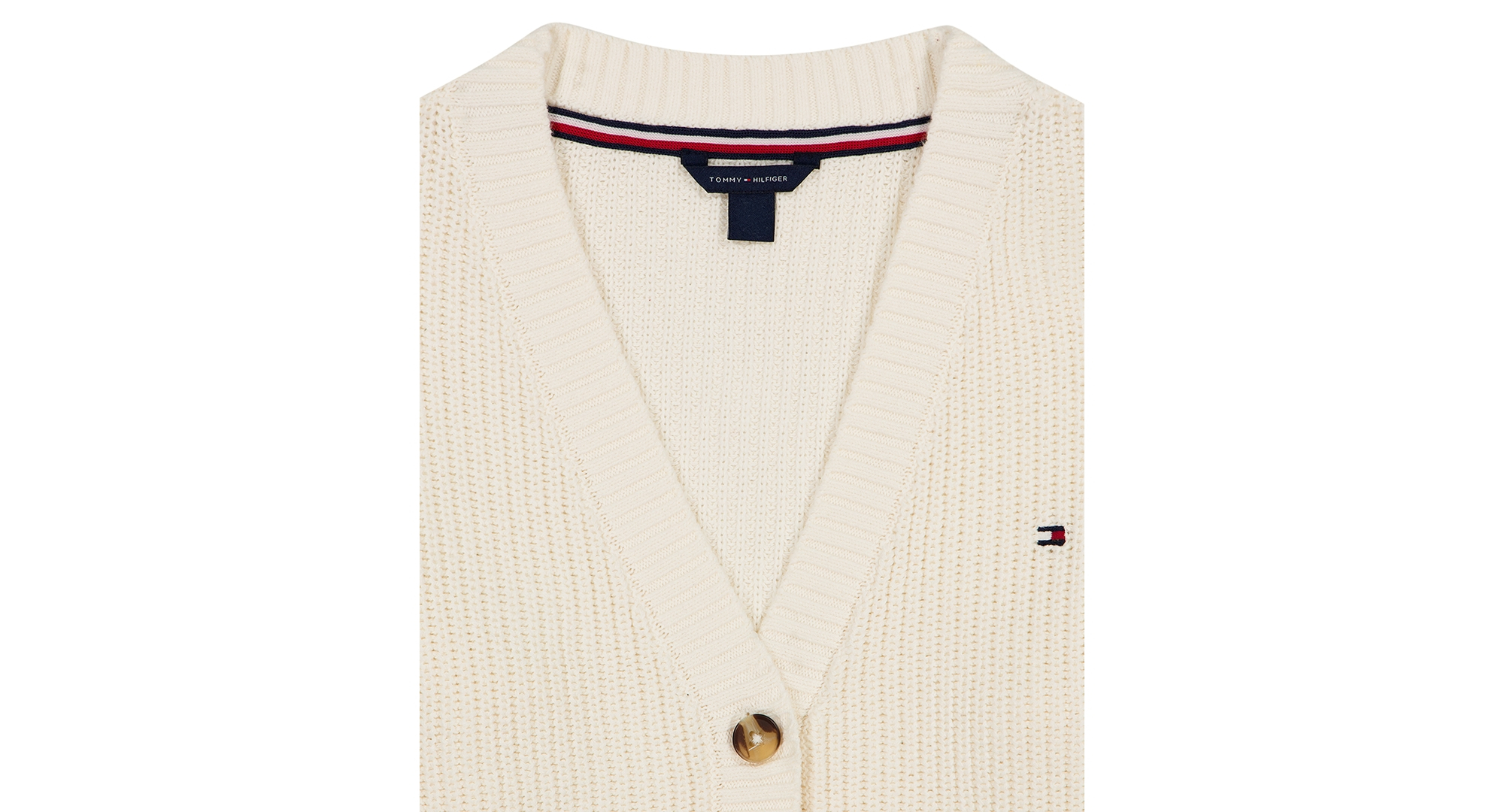Tommy Hilfiger Girls' 7-16 Shaker Rib Cardigan Sweater - Natural