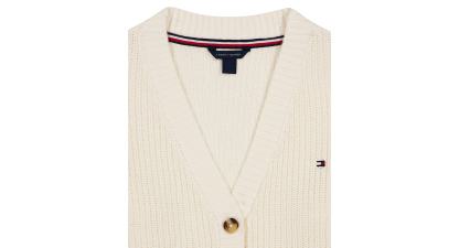 Tommy Hilfiger Girls' 7-16 Shaker Rib Cardigan Sweater - Natural