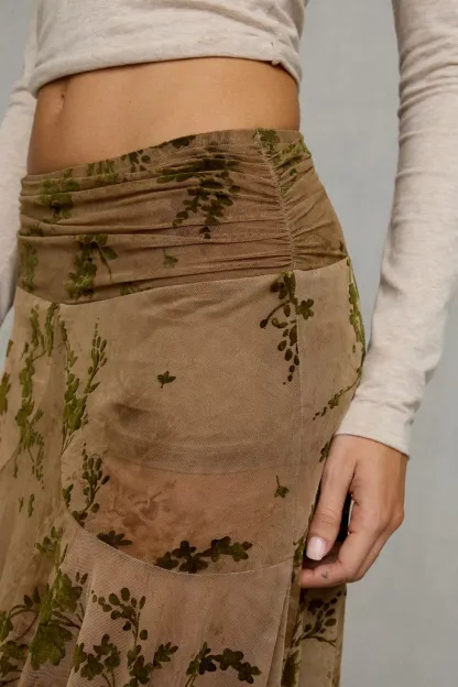 Kimchi Blue Jessica Asymmetric Low-Rise Midi Skirt - Green