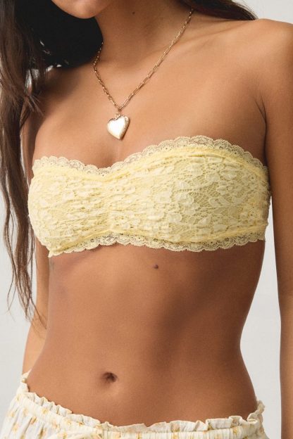 Out From Under Veronica Lace Pinch-Front Bandeau Bralette - Yellow