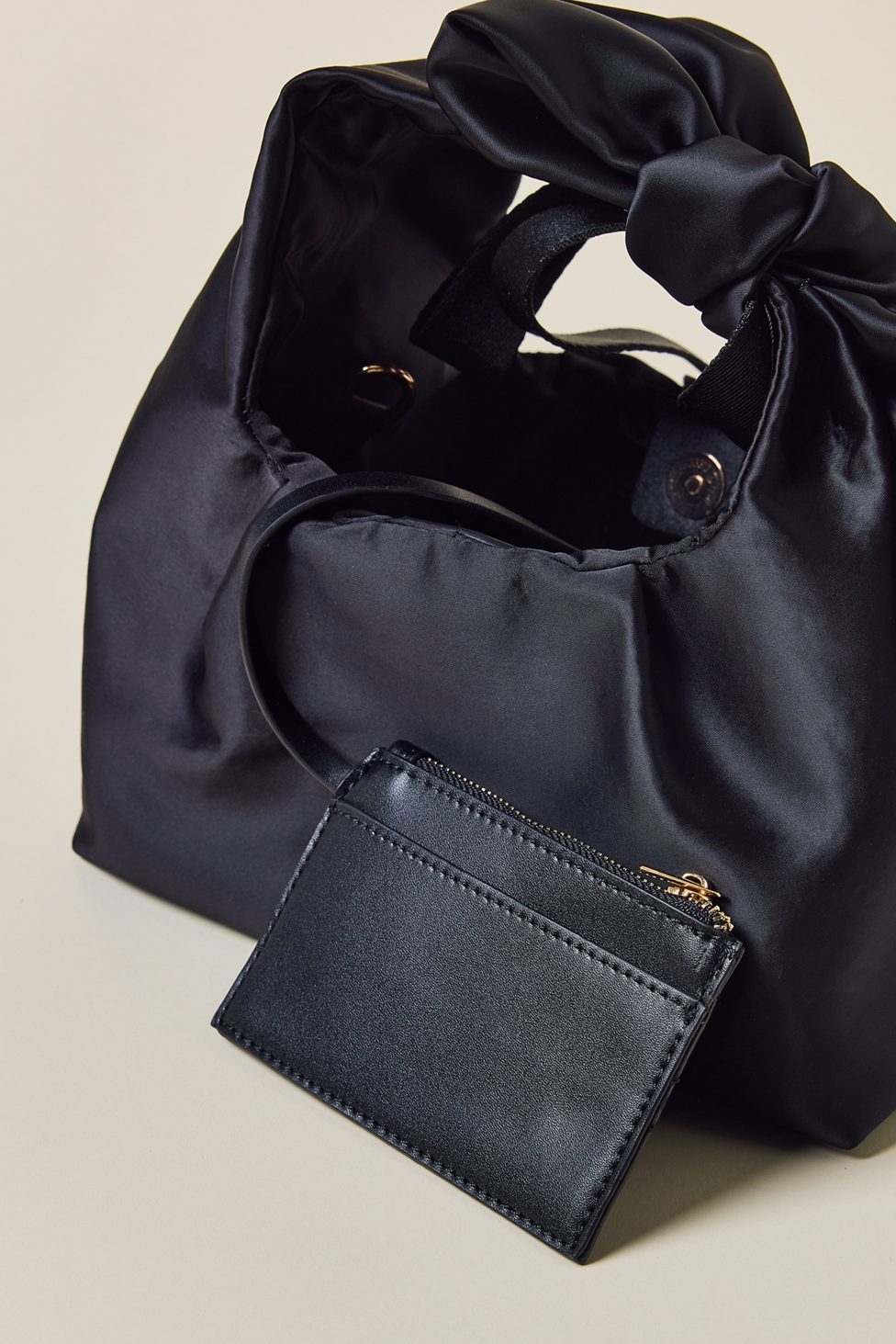 UO Halle Bow Satin Crossbody Bag - Black