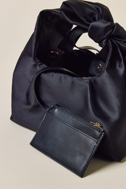 UO Halle Bow Satin Crossbody Bag - Black