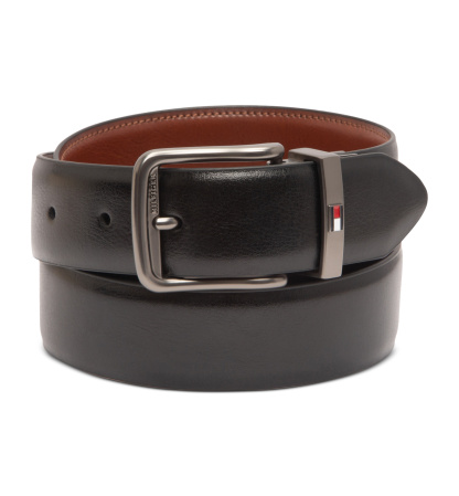 35MM Tommy Hilfiger Men's Reversible Harness Buckle Stretch Belt - Black/Tan