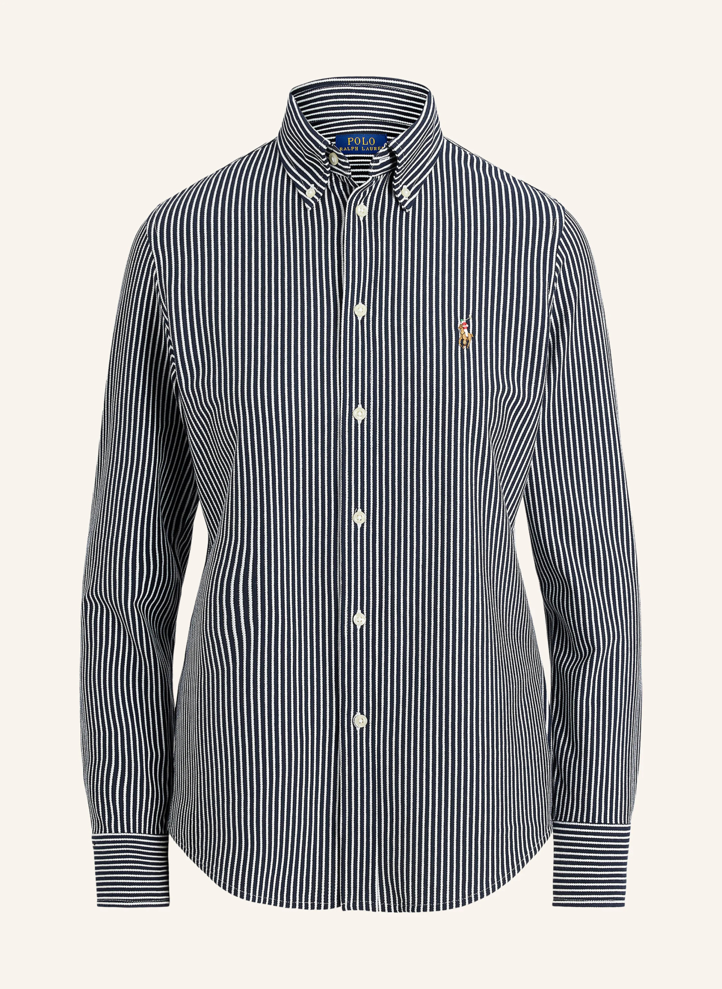 POLO RALPH LAUREN Hemdbluse aus Piqué – DUNKELBLAU / WEISS