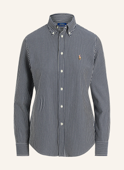 POLO RALPH LAUREN Hemdbluse aus Piqué – DUNKELBLAU / WEISS