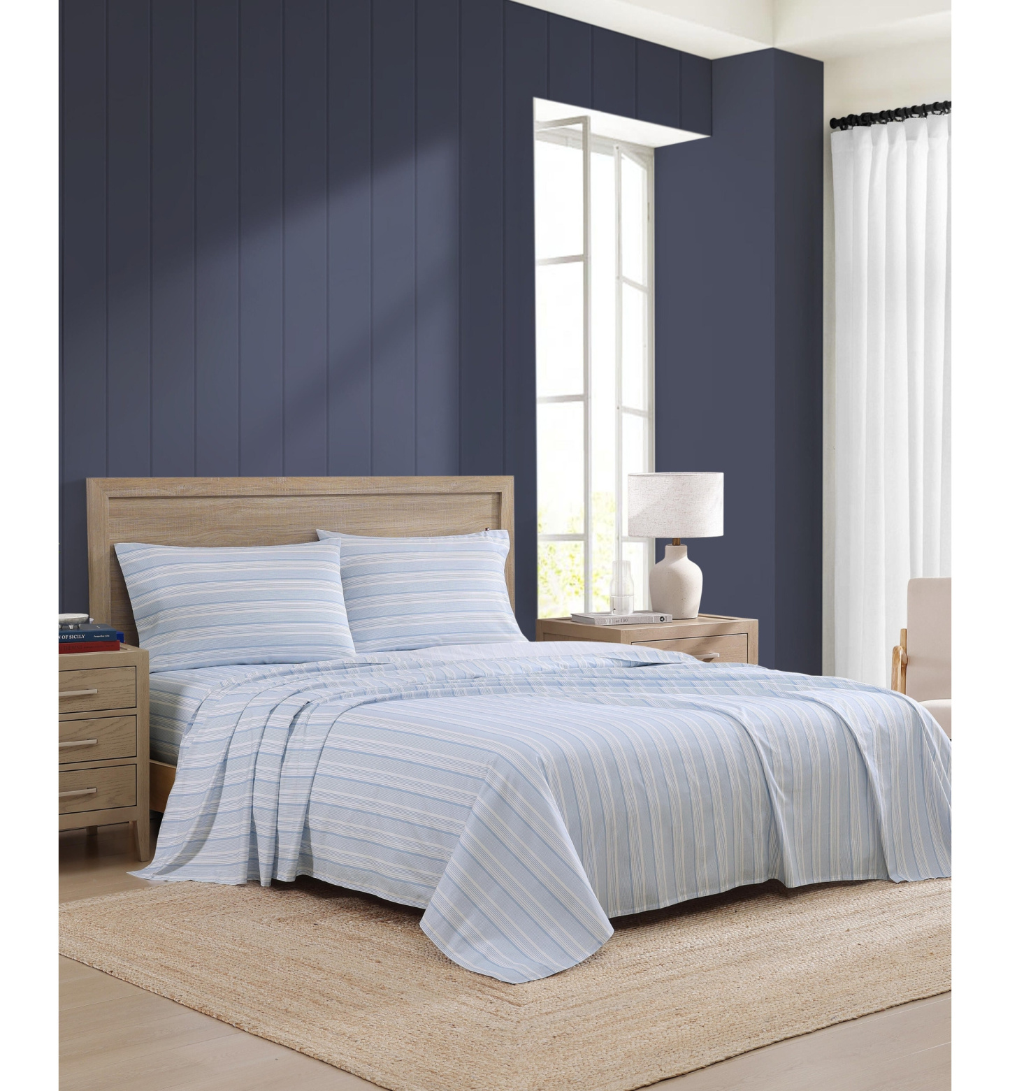 Tommy Hilfiger Printed 200-Thread Count Cotton Percale Sheet Set - Sailing Stripe