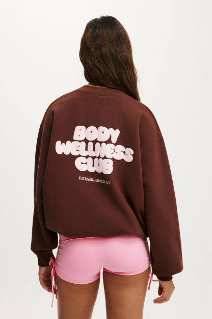 Plush Graphic Crew Sweatshirt, CHESTNUT/BODY WELLNESS - example image 2
